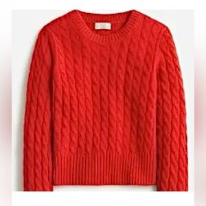 J.Crew | Cashmere cropped cable-knit crew-neck sweater | Holiday Red | Size M